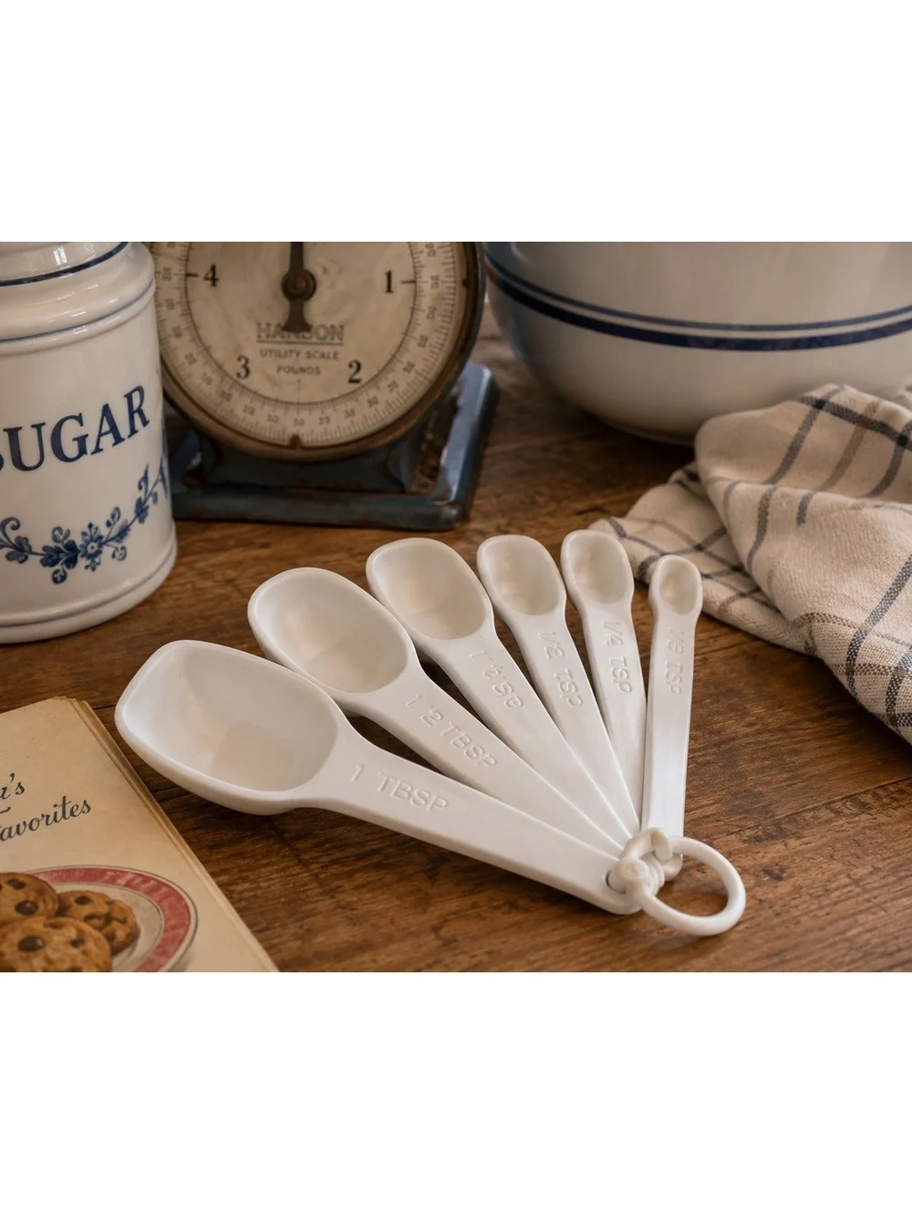 Vintage Rubbermaid Measuring Spoon Set – White Plastic  Kitchen Measuring Spoons